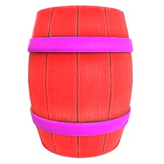 A red barrel with a pink band around it