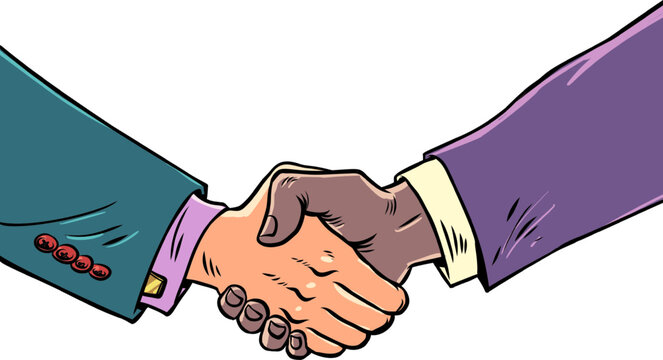 Handshake of male hands at a business meeting. International cooperation in all areas. Business expansion to other markets and industries.