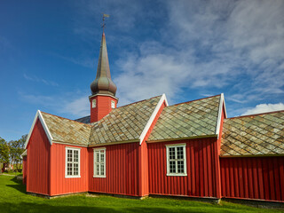 Kirche Flakstad, Flakstadoye, Lofoten, Nordland, Norwegen