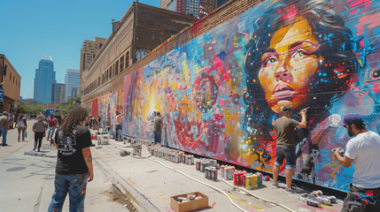 Murales. Artisti di strada. Colorati. Sfondo
