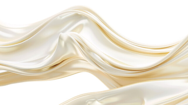 A smooth flow of creamy liquid milk in a wave on an isolated background © samitha
