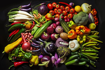 Huge arrangement of fresh vegetables
