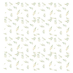 watercolor pattern with Green leaves Art & Illustration