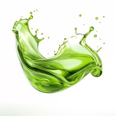 closeup green water splash isolated on white background
