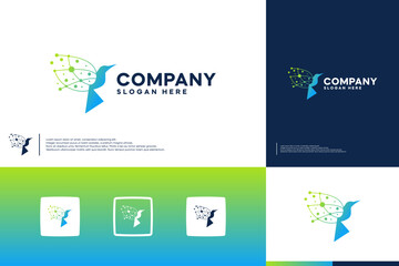 hummingbird logo , technology ,smart , future ,logo design vector. © dhulpikir