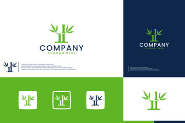bamboo logo , natural , balance, logo design template.