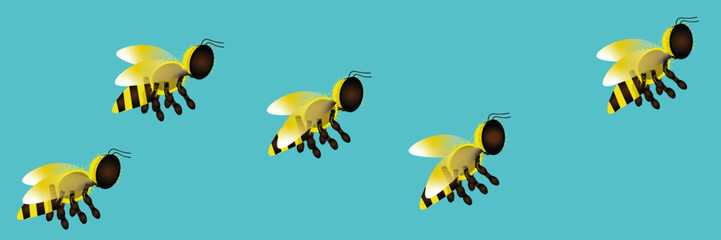 Bees flying Together - obrazy, fototapety, plakaty