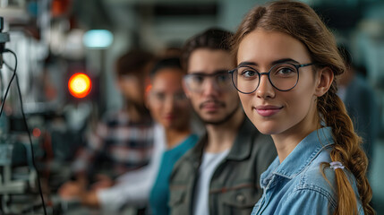 A group of diverse young team of engineers developing innovative equipment for communication networks. Telecommunication Technology Start Up Business Concept