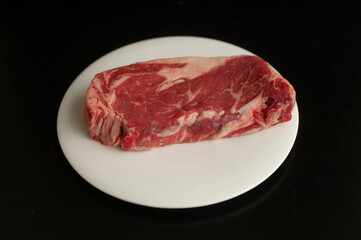 raw steak on a plate