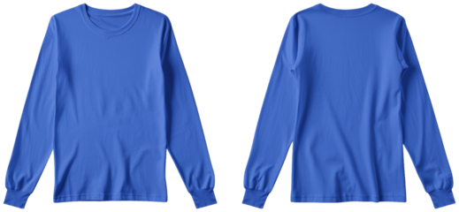 Long sleeve blue t-shirt , cut out transparent isolated on white background ,PNG file