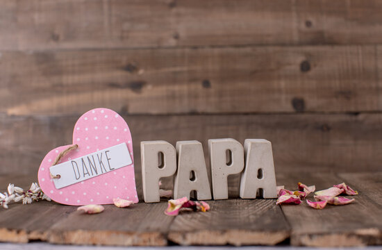 Thank you card Voucher card on wooden background for Father's Day