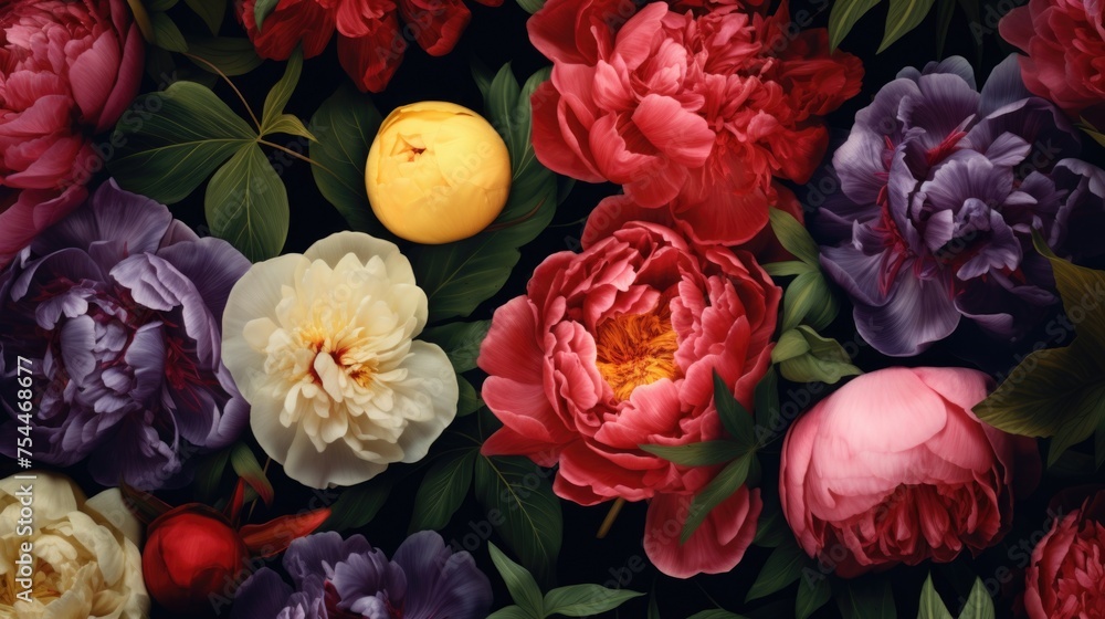 Aufkleber close up of a bunch of flowers with a lemon, suitable for various design projects
