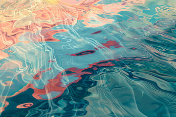 An ocean of abstract waves, each crest a different hue--turquoise, coral, and indigo.