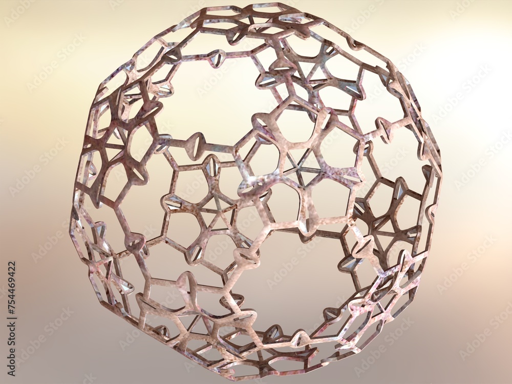 Poster wireframe shape sierpinski buckyball 3d print model