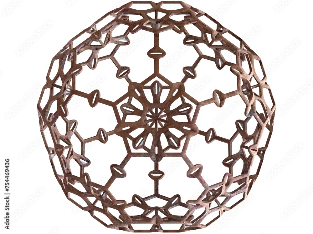 Poster wireframe shape sierpinski buckyball 3d print model