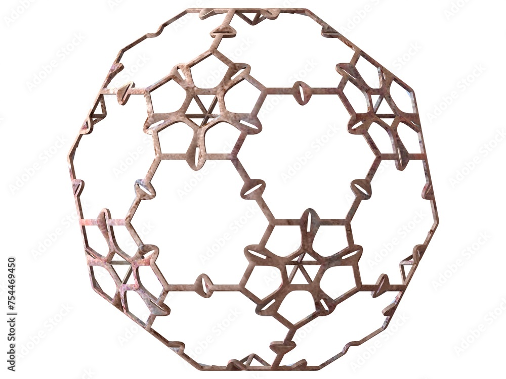 Poster wireframe shape sierpinski buckyball 3d print model