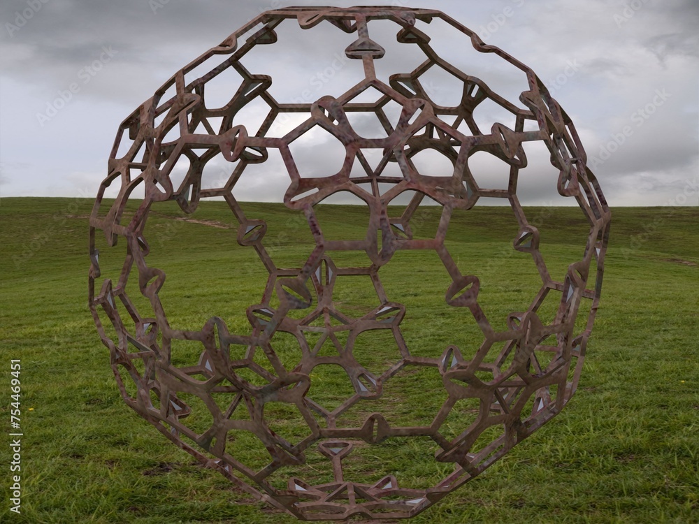 Poster wireframe shape sierpinski buckyball 3d print model