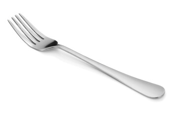 Stainless fork close up on a white background