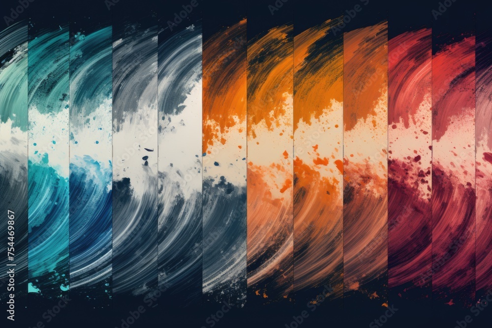 Poster various colors of paint on a black background, suitable for design projects