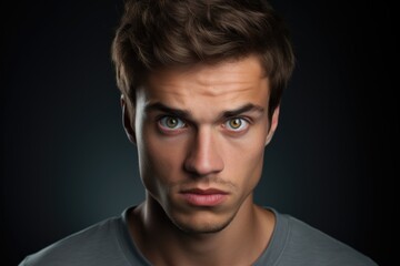 Fototapeta premium Close-up shot of a young man with striking green eyes. Perfect for eye care and beauty concepts