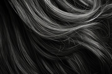 Close-up of woman's hair in monochrome, suitable for beauty and fashion industry