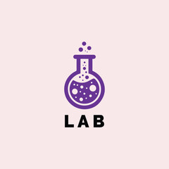 Purple laboratory flask with bubbles design