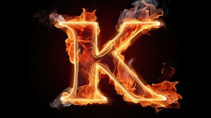 A fiery letter K on a dark background. Perfect for design projects or branding