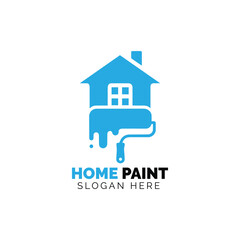 Home with dripping paint brush logo design