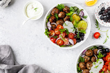 Greek meatballs with tzatziki sauce.