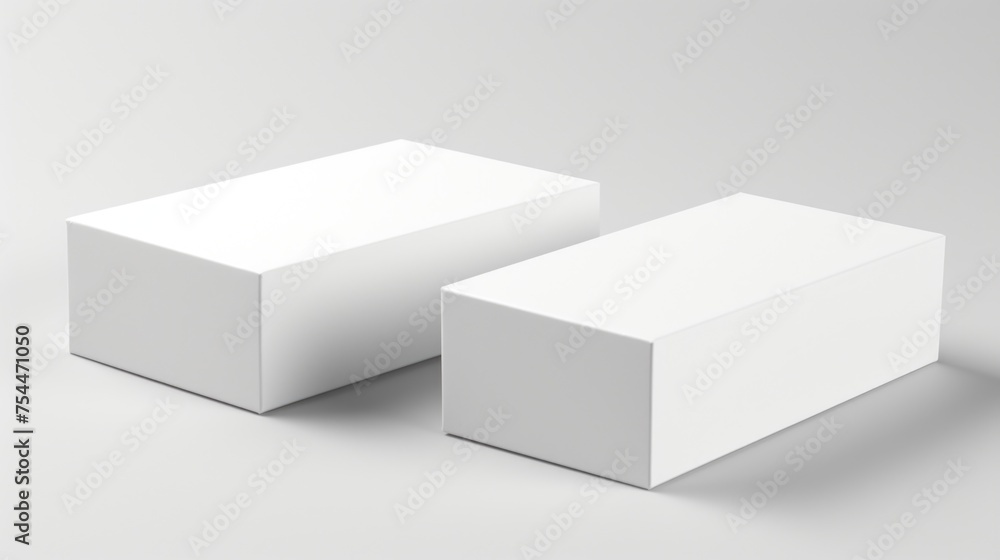 Poster Two white boxes placed together, versatile image for various concepts
