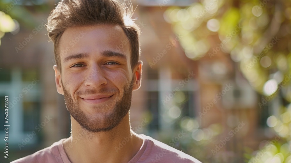 Poster detailed close-up of a man with a beard. suitable for business or lifestyle concepts