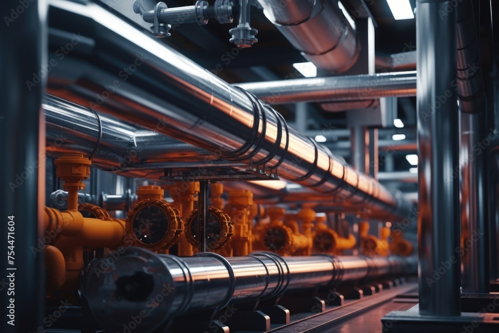 Poster a network of interconnected pipes. ideal for industrial concepts