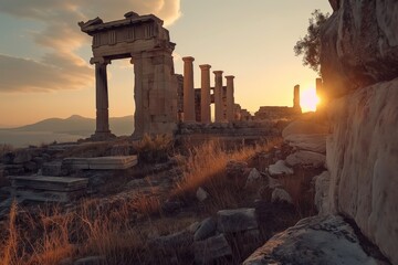 Fototapeta premium the Acropolis of Athens historic ruins at sunrise