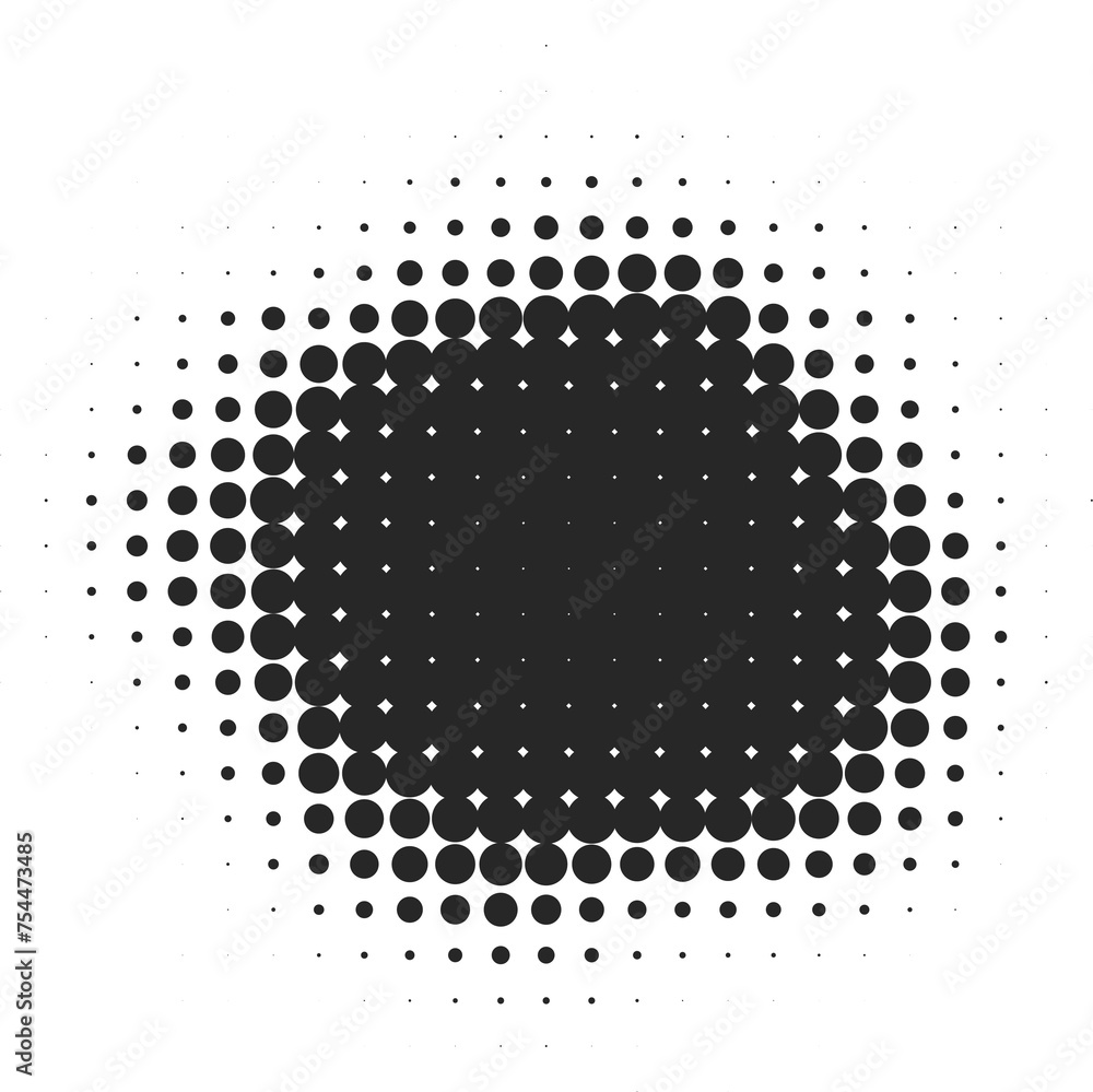 Poster halftone dotted shape. paint blob with noisy effect. abstract splatter circle shape.