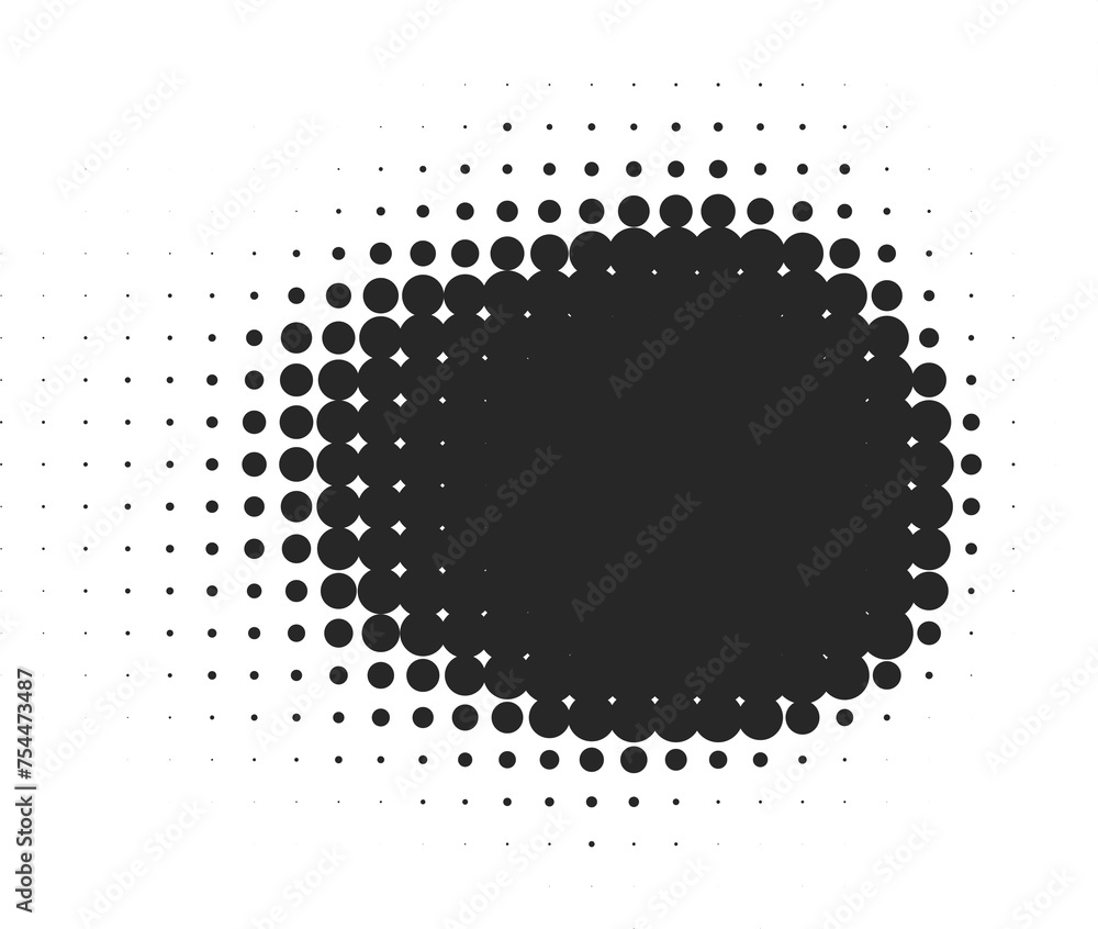 Poster halftone dotted shape. paint blob with noisy effect. abstract splatter circle shape.