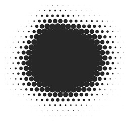 Halftone dotted shape. Paint blob with noisy effect. Abstract splatter circle shape.