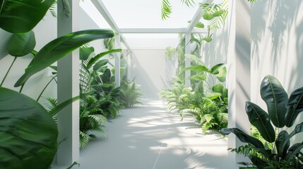 Modern and multifunctional flat apartment with plants. Copy space image. Place for adding text or design - obrazy, fototapety, plakaty