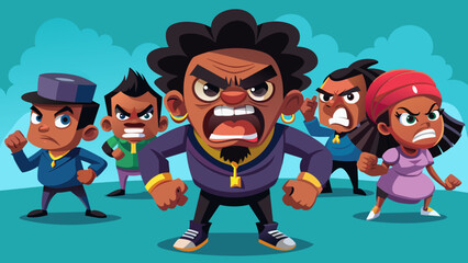 vector-cartoon-characters--black-people-in-angry