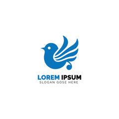 Fototapeta na wymiar Modern blue bird logo with artistic flair