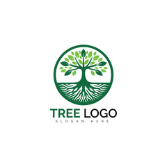 Circular tree logo with detailed leaves