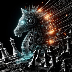 Fototapeta premium Chess pieces 3D realistic render