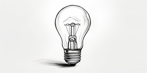 A drawing of a light bulb on a white background. Ideal for presentations and educational materials