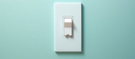 A white light switch is mounted on a green wall, providing a functional and practical way to control the rooms lighting.