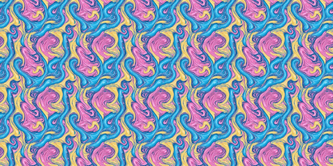 Colorful Swirls on Blue Background