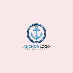 Minimalist anchor logo with blue circle