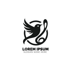 Elegant black and white bird logo design