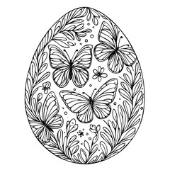 Easter egg coloring page with intricate patterns.
