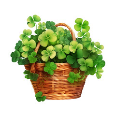 Basket with Clover shamrock st Patrick day