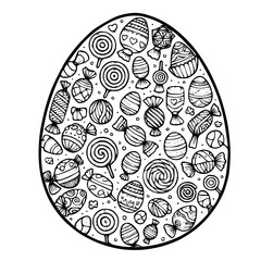 Easter egg coloring page with intricate patterns.
