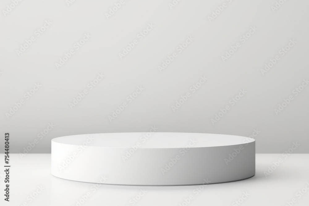 Poster A simple white round table on a plain surface. Suitable for various interior design concepts
